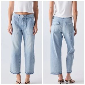 AMO Easy Army Slouch Crop jeans Baggy Size 25 Wide leg Relaxed Light Wash stripe